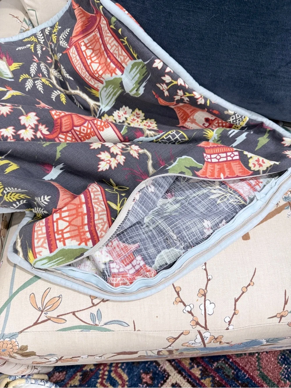 Maximalist Cherry Blossom Shoji Print Accent Pillow Sham